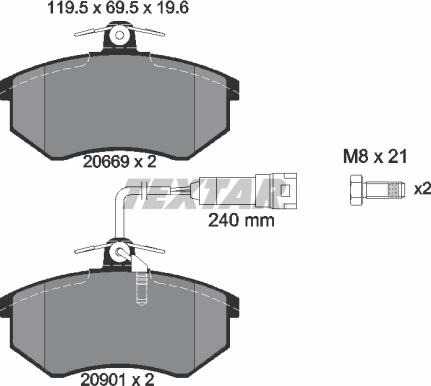 Textar 2066922 - Комплект спирачно феродо, дискови спирачки vvparts.bg