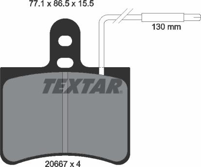 Textar 2066703 - Комплект спирачно феродо, дискови спирачки vvparts.bg