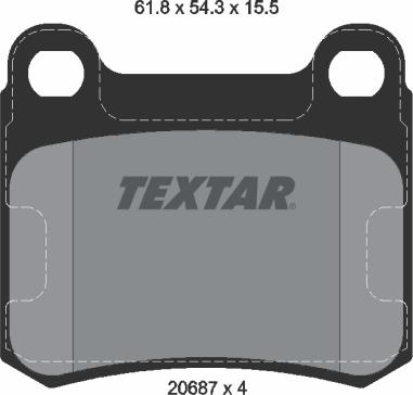 Textar 2068701 - Комплект спирачно феродо, дискови спирачки vvparts.bg