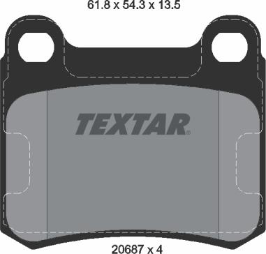 Textar 2068703 - Комплект спирачно феродо, дискови спирачки vvparts.bg