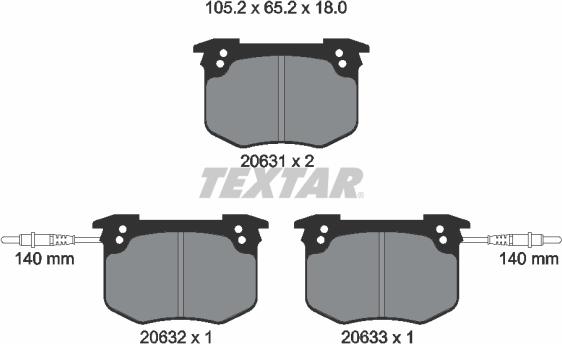 Textar 2063101 - Комплект спирачно феродо, дискови спирачки vvparts.bg