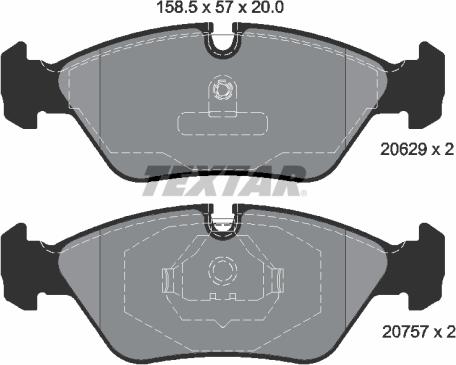 Textar 2062902 - Комплект спирачно феродо, дискови спирачки vvparts.bg