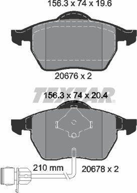 Textar 2067602 - Комплект спирачно феродо, дискови спирачки vvparts.bg