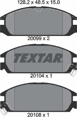 Textar 2009902 - Комплект спирачно феродо, дискови спирачки vvparts.bg