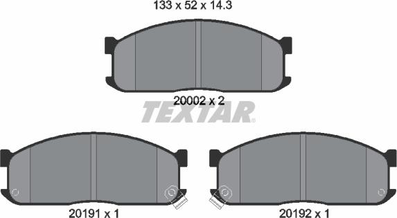 Textar 2000201 - Комплект спирачно феродо, дискови спирачки vvparts.bg