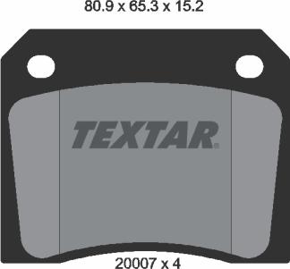 Textar 2000702 - Комплект спирачно феродо, дискови спирачки vvparts.bg