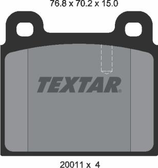 Textar 2001102 - Комплект спирачно феродо, дискови спирачки vvparts.bg
