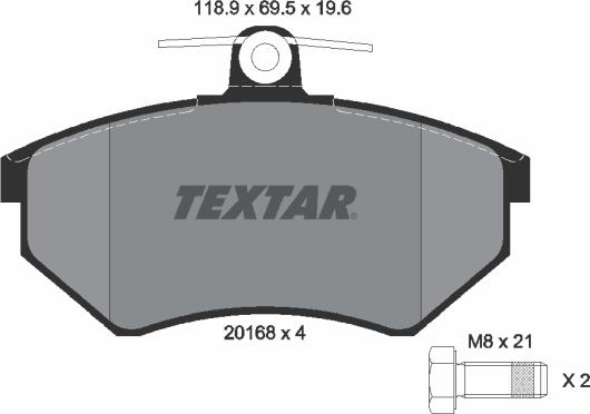 Textar 2016804 - Комплект спирачно феродо, дискови спирачки vvparts.bg