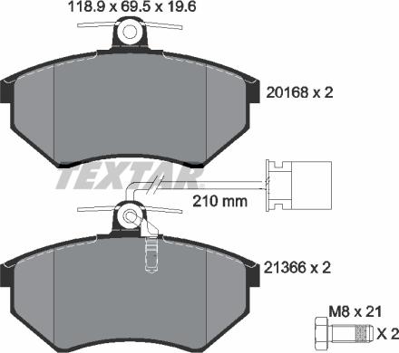 Textar 2016805 - Комплект спирачно феродо, дискови спирачки vvparts.bg