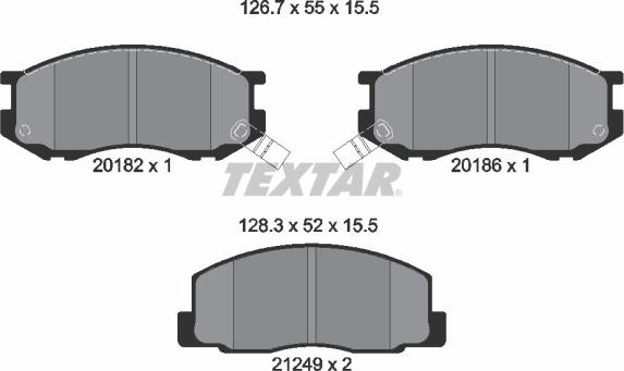 Textar 2018201 - Комплект спирачно феродо, дискови спирачки vvparts.bg