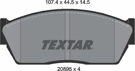 Textar 2089501 - Комплект спирачно феродо, дискови спирачки vvparts.bg
