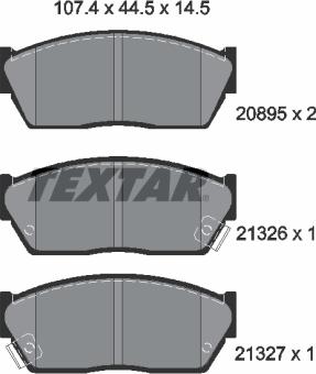 Textar 2089502 - Комплект спирачно феродо, дискови спирачки vvparts.bg