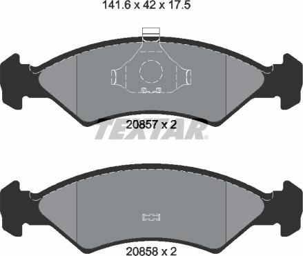 Textar 2085702 - Комплект спирачно феродо, дискови спирачки vvparts.bg