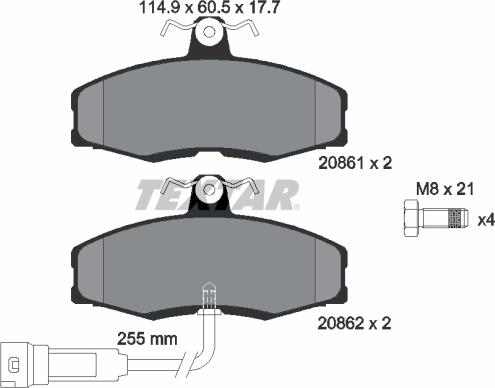 Textar 2086109 - Комплект спирачно феродо, дискови спирачки vvparts.bg