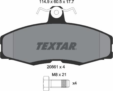 Textar 2086105 - Комплект спирачно феродо, дискови спирачки vvparts.bg