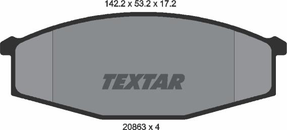 Textar 2086301 - Комплект спирачно феродо, дискови спирачки vvparts.bg