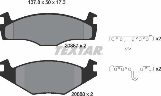 Textar 2088708 - Комплект спирачно феродо, дискови спирачки vvparts.bg