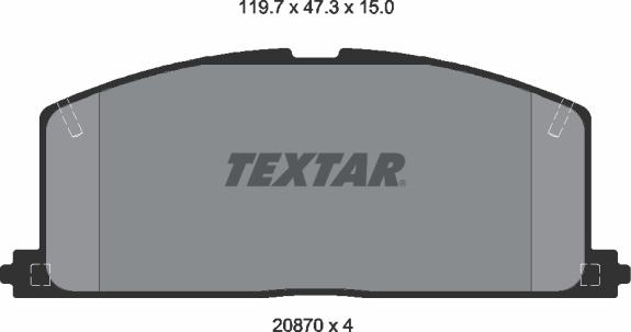 Textar 2087001 - Комплект спирачно феродо, дискови спирачки vvparts.bg