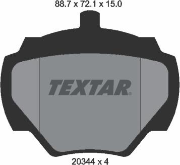 Textar 2034402 - Комплект спирачно феродо, дискови спирачки vvparts.bg