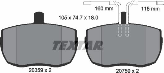 Textar 2035907 - Комплект спирачно феродо, дискови спирачки vvparts.bg