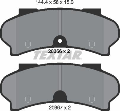 Textar 2036602 - Комплект спирачно феродо, дискови спирачки vvparts.bg