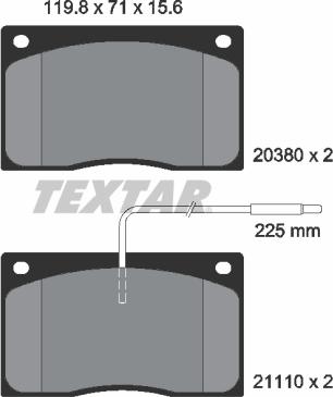 Textar 2038002 - Комплект спирачно феродо, дискови спирачки vvparts.bg