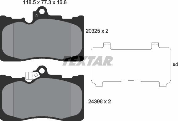 Textar 2032501 - Комплект спирачно феродо, дискови спирачки vvparts.bg