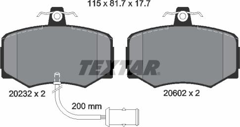 Textar 2023201 - Комплект спирачно феродо, дискови спирачки vvparts.bg