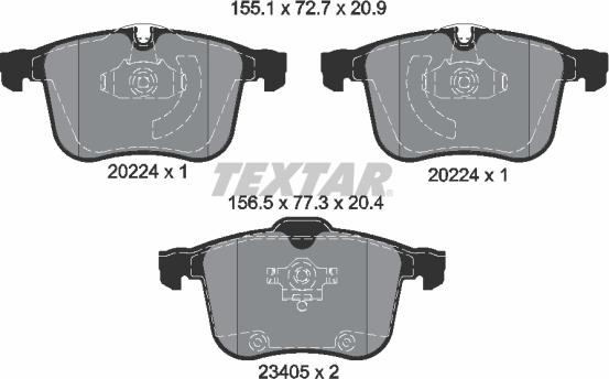 Textar 2022401 - Комплект спирачно феродо, дискови спирачки vvparts.bg