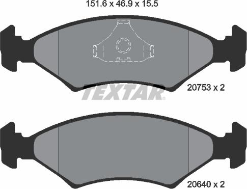 Textar 2075307 - Комплект спирачно феродо, дискови спирачки vvparts.bg