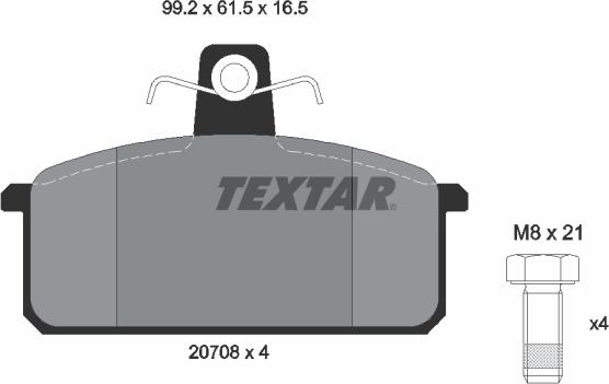 Textar 2070803 - Комплект спирачно феродо, дискови спирачки vvparts.bg