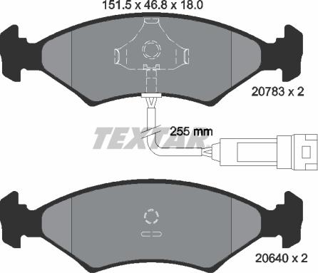 Textar 2078302 - Комплект спирачно феродо, дискови спирачки vvparts.bg