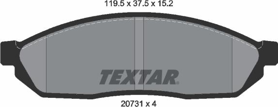 Textar 2073101 - Комплект спирачно феродо, дискови спирачки vvparts.bg