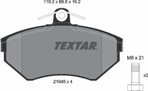 Textar 2194502 - Комплект спирачно феродо, дискови спирачки vvparts.bg