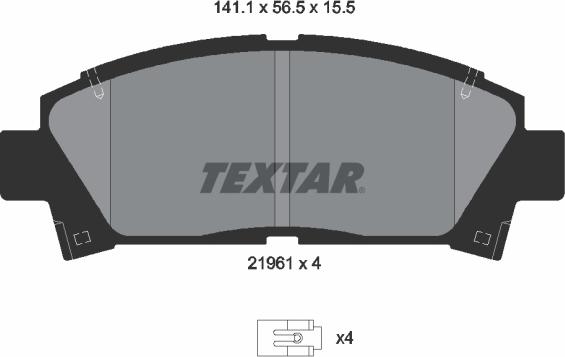 Textar 2196102 - Комплект спирачно феродо, дискови спирачки vvparts.bg