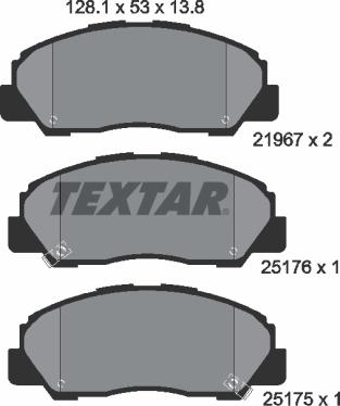 Textar 2196701 - Комплект спирачно феродо, дискови спирачки vvparts.bg