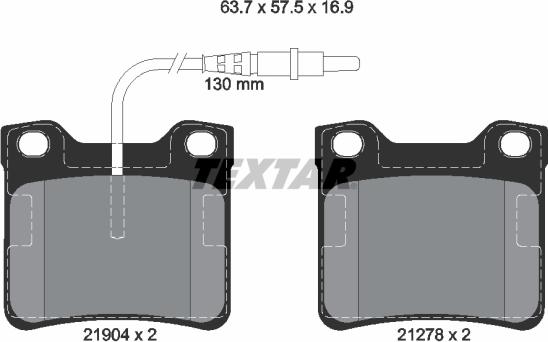 Textar 2190403 - Комплект спирачно феродо, дискови спирачки vvparts.bg