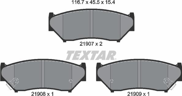 Textar 2190701 - Комплект спирачно феродо, дискови спирачки vvparts.bg