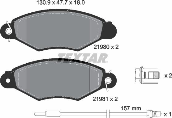 Textar 2198003 - Комплект спирачно феродо, дискови спирачки vvparts.bg