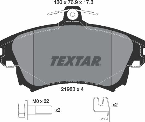 Textar 2198302 - Комплект спирачно феродо, дискови спирачки vvparts.bg