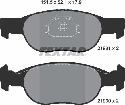 Textar 2193101 - Комплект спирачно феродо, дискови спирачки vvparts.bg