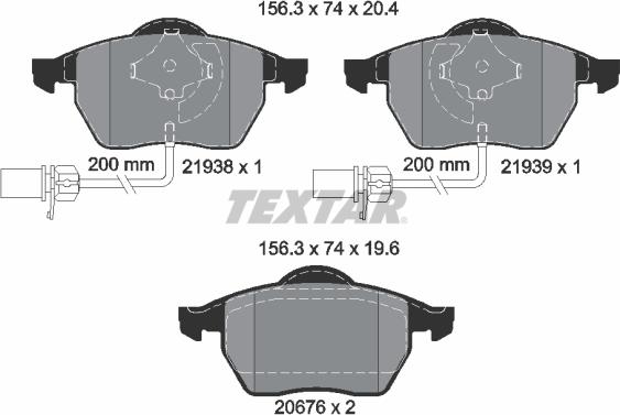 Textar 2193881 - Комплект спирачно феродо, дискови спирачки vvparts.bg