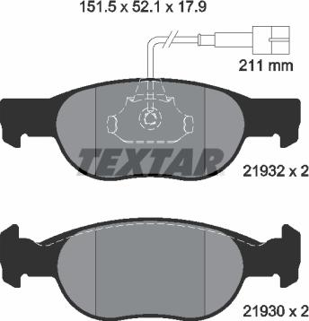 Textar 2193201 - Комплект спирачно феродо, дискови спирачки vvparts.bg