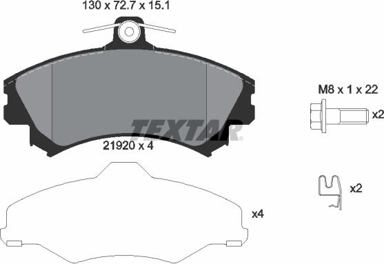 Textar 2192001 - Комплект спирачно феродо, дискови спирачки vvparts.bg