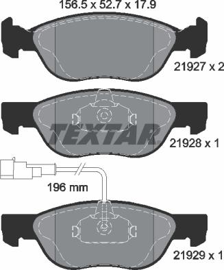 Textar 2192701 - Комплект спирачно феродо, дискови спирачки vvparts.bg