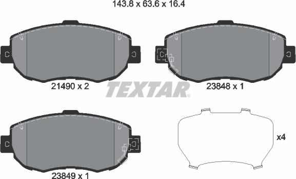 Textar 2149001 - Комплект спирачно феродо, дискови спирачки vvparts.bg