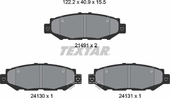 Textar 2149101 - Комплект спирачно феродо, дискови спирачки vvparts.bg