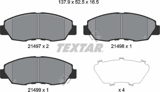 Textar 2149704 - Комплект спирачно феродо, дискови спирачки vvparts.bg
