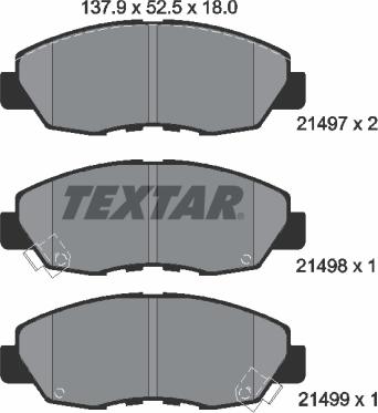 Textar 2149701 - Комплект спирачно феродо, дискови спирачки vvparts.bg