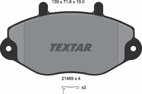 Textar 2146902 - Комплект спирачно феродо, дискови спирачки vvparts.bg